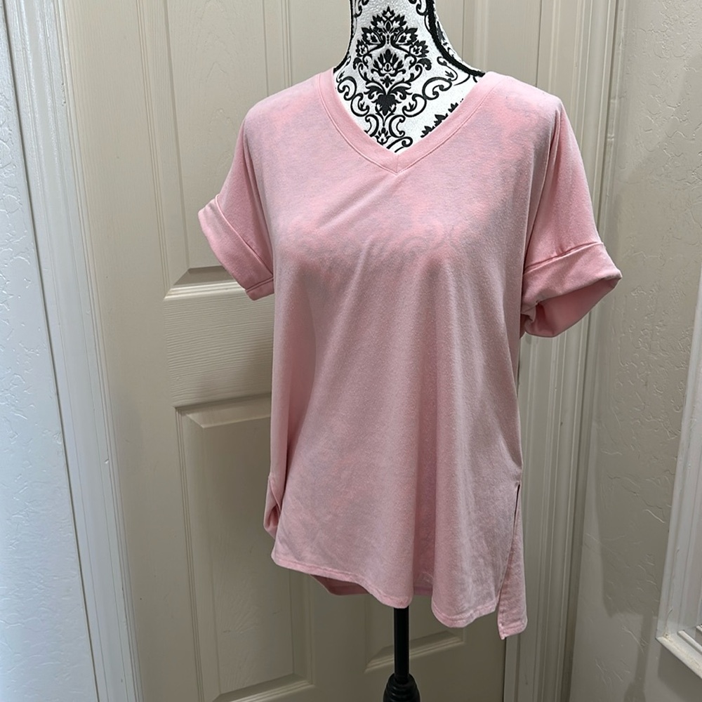 Zenana Outfitters wine V neck‎ oversized drop shoulder sweatshirt S/M